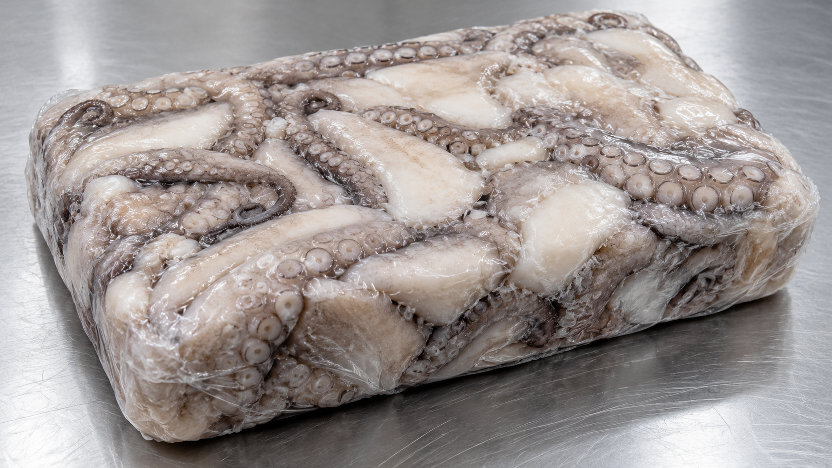 Bloque irregular de pulpo congelado sin limpiar